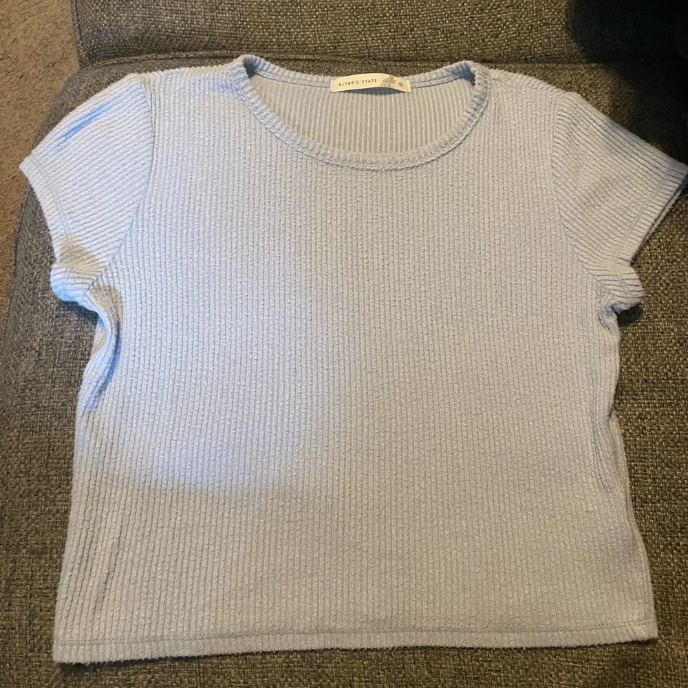 Altar'd State Light Blue Textured Tee